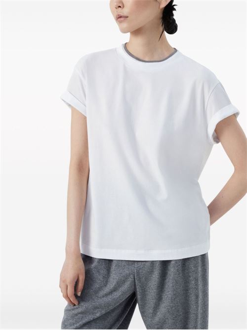 T-shirt con orlo a contrasto BRUNELLO CUCINELLI | M0T18BD200C159